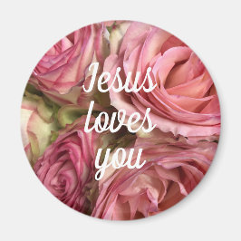 Imán Jesús Te Ama Personalizar Cita Roses Rosados De Ru
