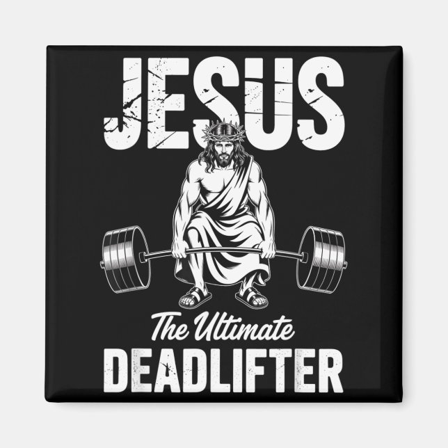 Imán Jesus The Deadlifter Funny Christian Gym Pun  (Frente)