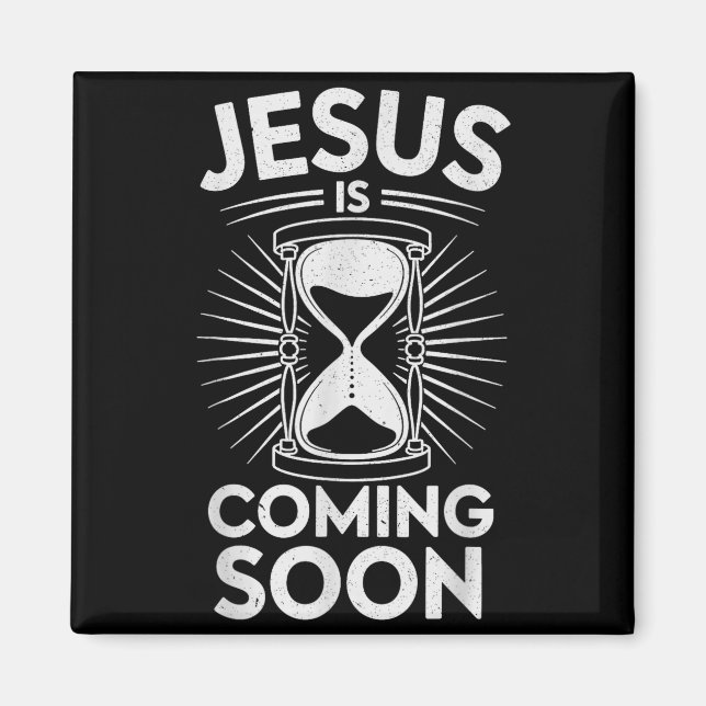 Imán Jesús Viene Pronto Versículo Bíblico Cristiano Rel (Frente)