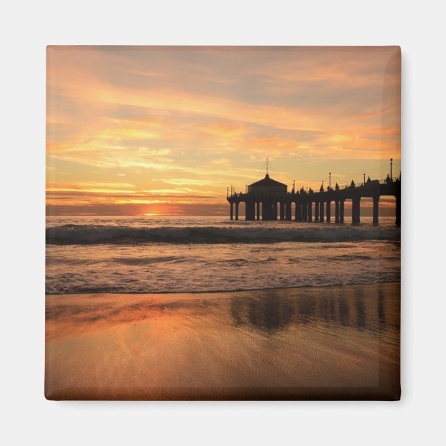 Imán Jetty Over Ocean Beach Sunset (Frente)