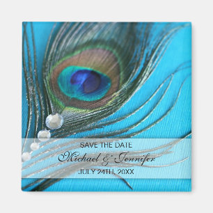 Imán Jewel Peacock Feather Save the Date