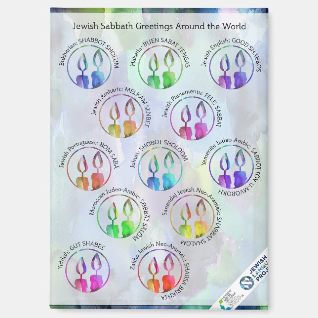 Imán Jewish Sabbath Greetings Around the World Sticker (Anverso)