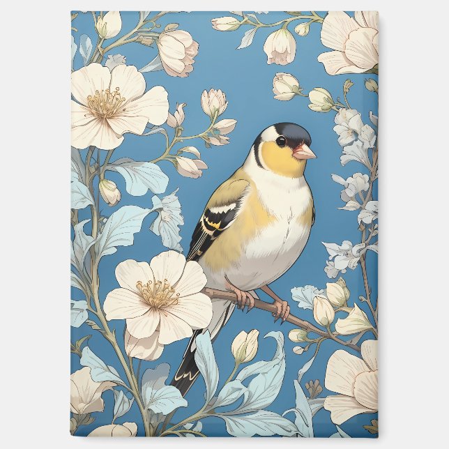 Imán Jilguero Americano Inspirado en William Morris (Anverso)