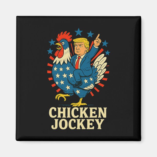 Imán Jinete de Pollo Trump Meme Divertido  (Frente)