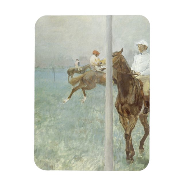 Imán Jinetes antes de la carrera por Edgar Degas (Vertical)