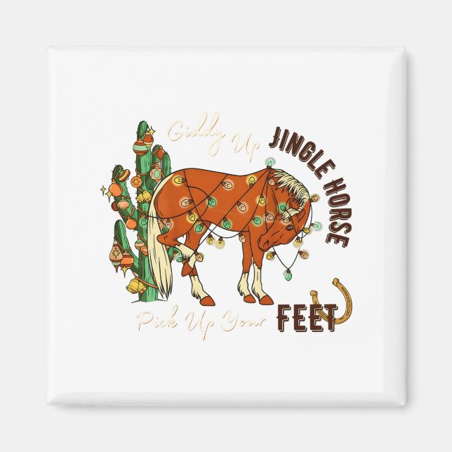 Imán Jingle Funny Horse Ck Up Your Feet Cactus Western, (Frente)