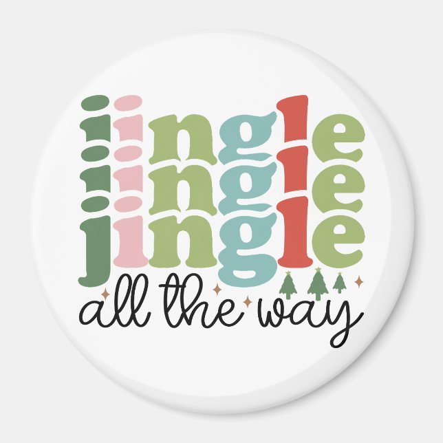 Imán Jingle todo el camino Retro Groovy Navidades vacac (Frente)