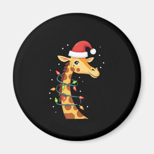 Imán Jirafa de Navidad Sombrero de Santa Luces Jirafa H