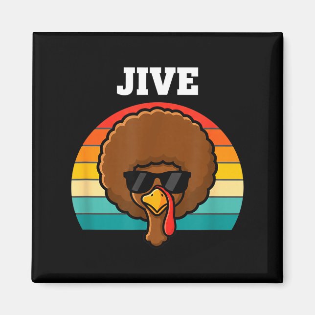 Imán Jive Turkey Afro Retro 70s Thanksgiving Turkey Day (Frente)