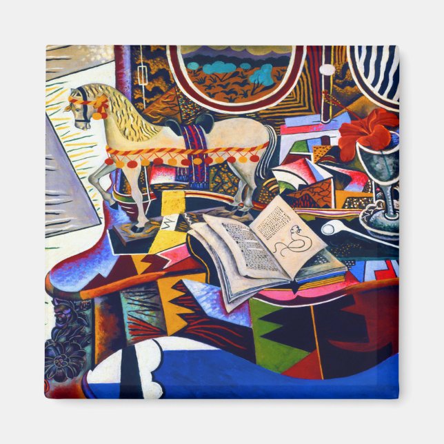 Imán Joan Miro Pipe de caballo y Flor Roja (Frente)