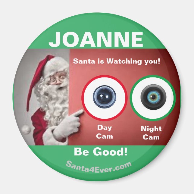 Imán ¡JOANNE Santa te está vigilando! Día y noche (Frente)