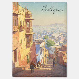 Imán Jodhpur India Blue houses Watercolor