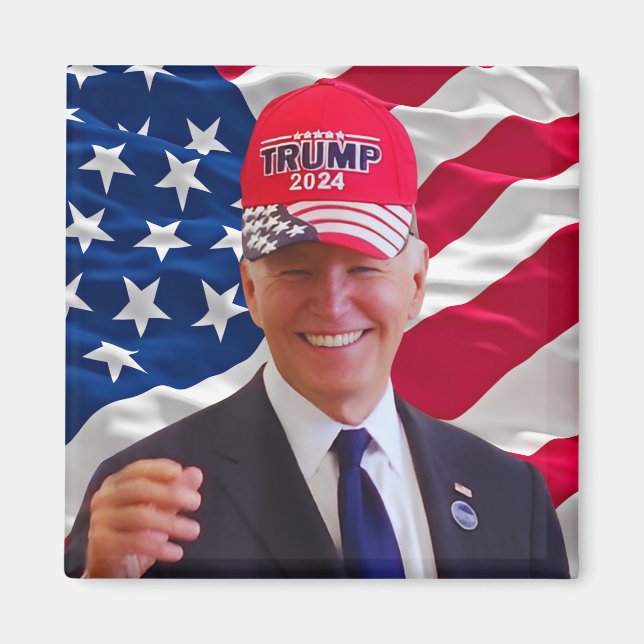 Imán Joe biden Con Un Gorra De Trump (Frente)