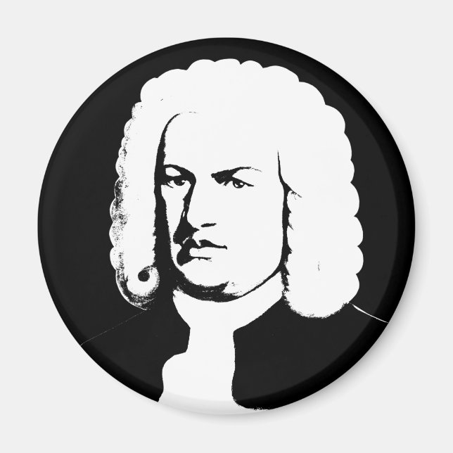 Imán Johann Sebastian Bach abstrakt en Schwarz und weiß (Frente)