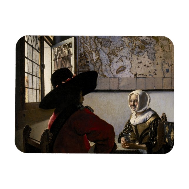 Imán Johannes Vermeer - Funcionario con un Chica risibl (Horizontal)