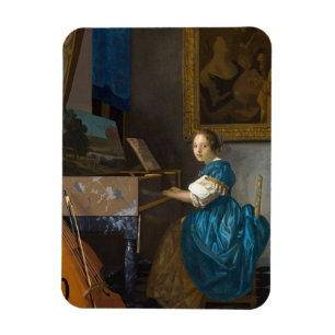 Imán Johannes Vermeer - Lady sentada en un Virginal
