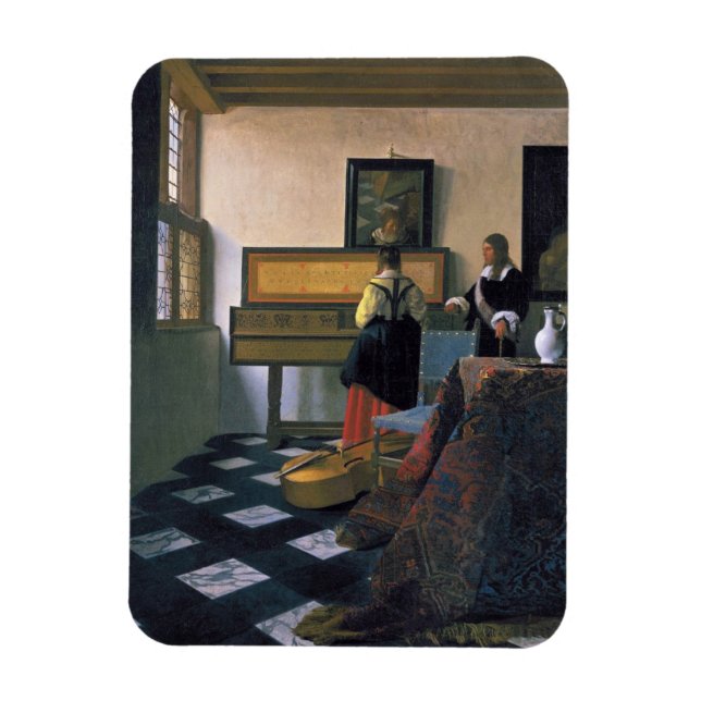 Imán Johannes Vermeer, van Delft, The Music Lesson (Vertical)