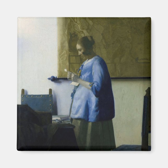 Imán Johannes Vermeer - Woman in Blue Reading a Letter (Frente)