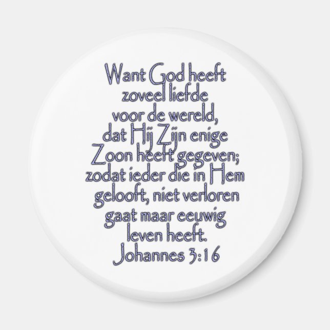 Imán John 3:16 Holandés (Frente)
