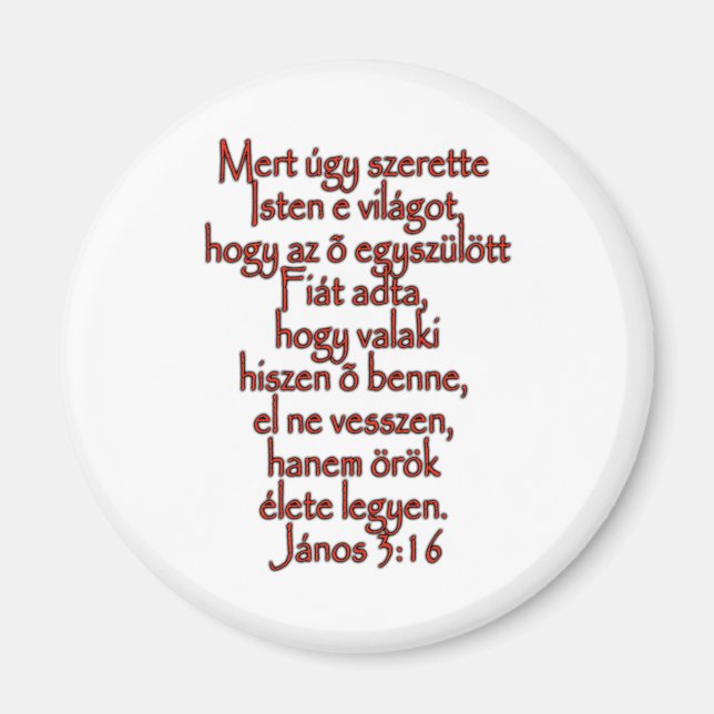 Imán John 3:16 Húngaro (Frente)