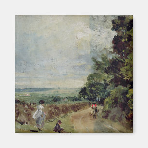 Imán John Constable el   una carretera nacional con los