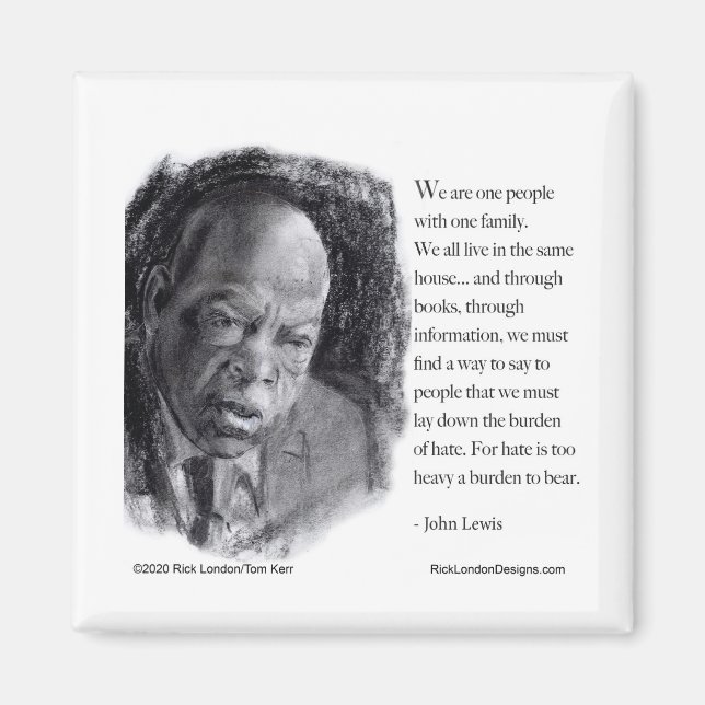 Imán John Lewis y un hermoso retrato con cita (Frente)