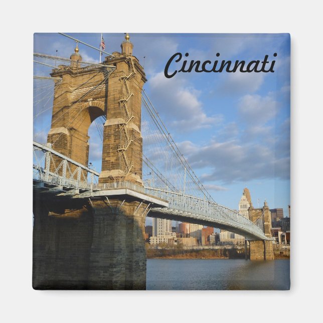 Imán John Roebling Bridge Cincinnati Photo Magnet (Frente)