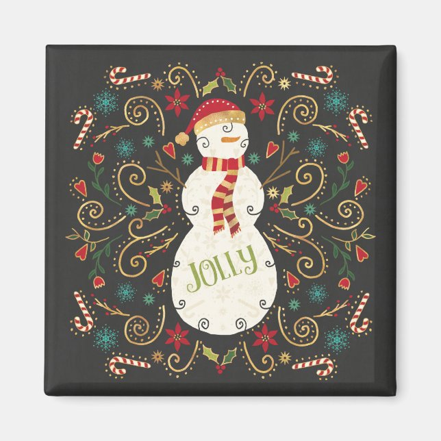 Imán Jolly Otomi Holiday Snowman (Frente)