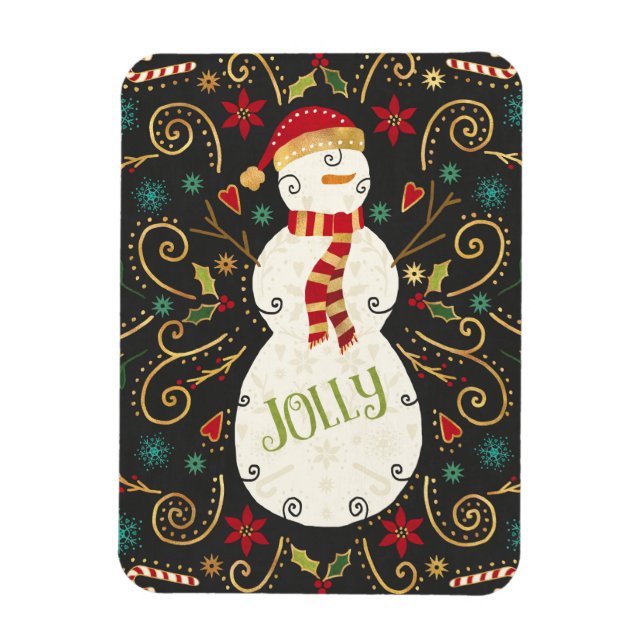 Imán Jolly Otomi Holiday Snowman (Vertical)