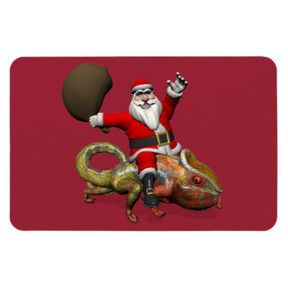 Imán Jolly Santa Claus Riding Enorme Panther Chameleon
