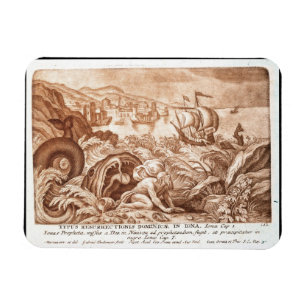 Imán Jonah y la ballena, ilustracion de una biblia, en