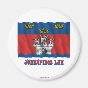 Imán Jönköpings län ondeando la bandera con el nombre