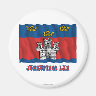 Imán Jönköpings län ondeando la bandera con el nombre