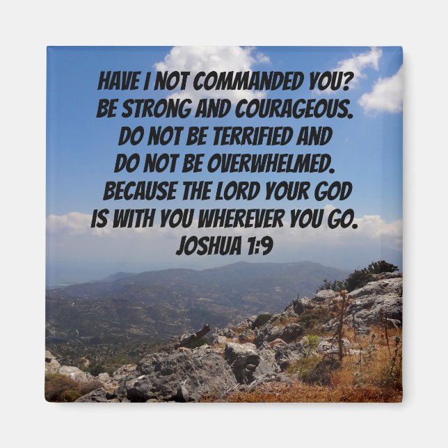 Imán Joshua 1:9 Fuerte Y Valiente Verso De La Biblia (Frente)