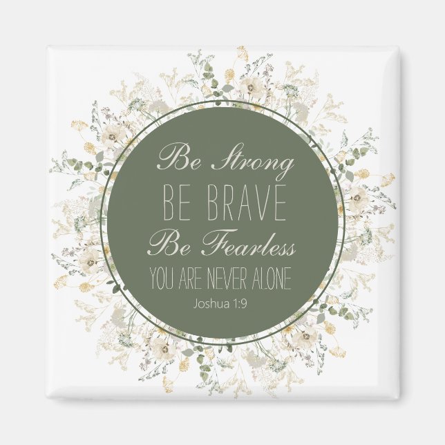 Imán Joshua 1:9 Sea una fuerte guirnalda verde (Frente)