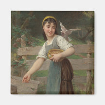 Joven Chica alimentando a las palomas (por Émile M