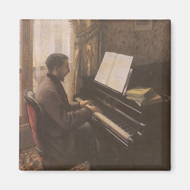 Imán Joven jugando al piano por Gustave Caillebotte (Frente)