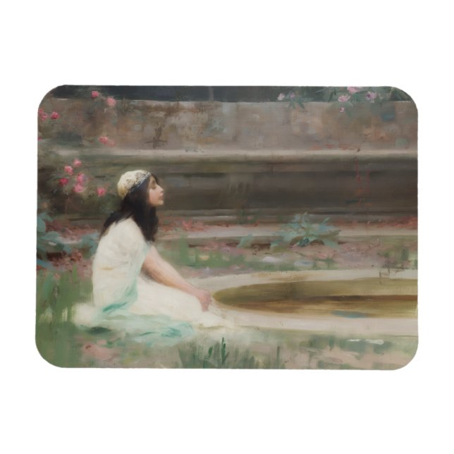 Imán Joven muchacha junto a una piscina (de Herbert Dra (Horizontal)