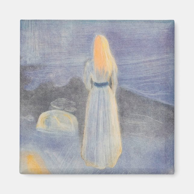 Imán Joven mujer en la playa (1896) de Edvard Munch (Frente)