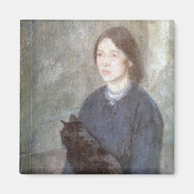 Imán Joven sosteniendo un gato negro (de Gwen John) (Frente)