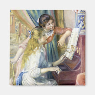 Imán Jóvenes Chicas en el piano por Pierre Renoir
