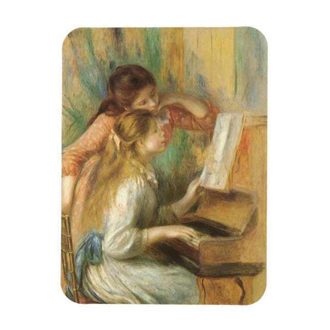 Imán Jóvenes Chicas en Piano por Pierre Renoir (Vertical)