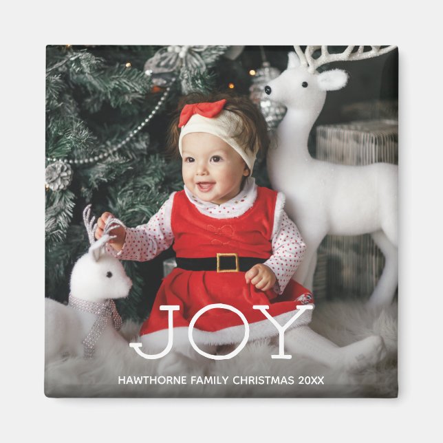 Imán "JOY" Navidades elegante Personalizado de lujo Fot (Frente)