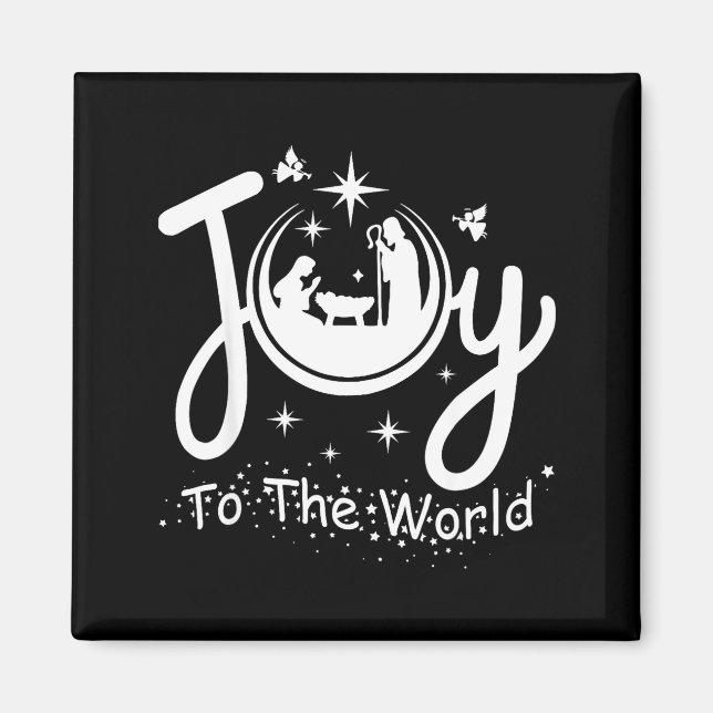 Imán Joy To The World Jesus Christmas Nativity Scene Fa (Frente)