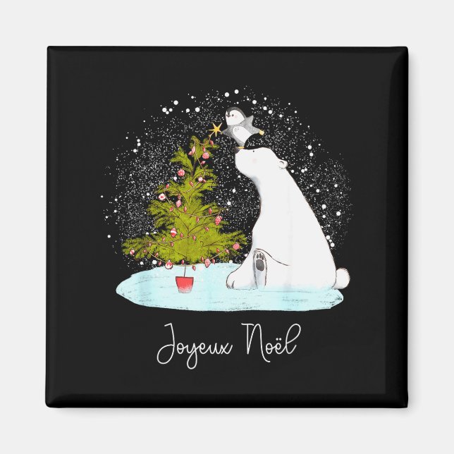 Imán Joyeux Noël - Cute Lar Bear Penguin Christmas  (Frente)