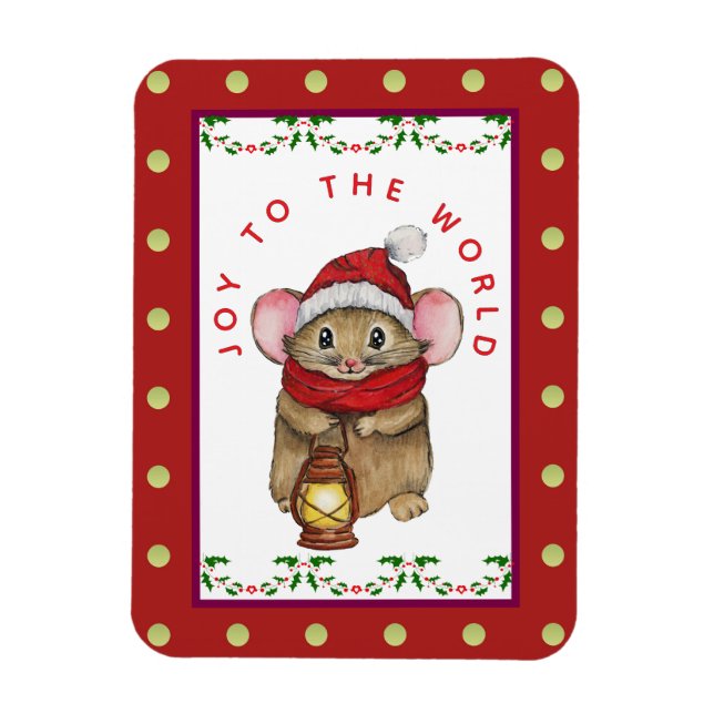 Imán Joyful Christmas mouse greeting card (Vertical)