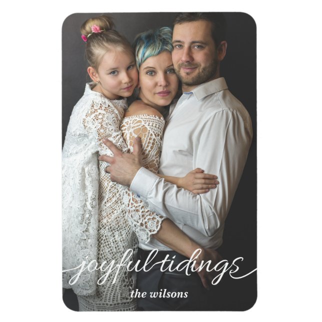 Imán Joyful Tidings Script Personalizado Foto Tarjeta d (Vertical)