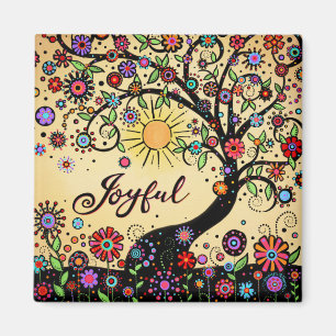Imán Joyful Whimsical Trendy Árbol Colorido Inspirador