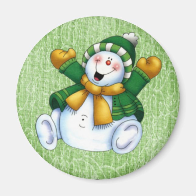 Imán Joyous Snowman Round Magnet (Frente)