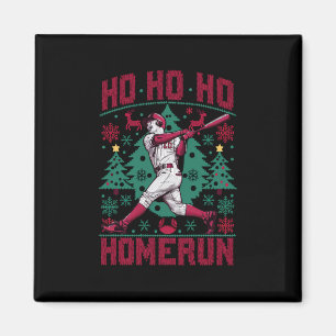 Imán Ju Ho Homerun Navidad de béisbol feo suéter